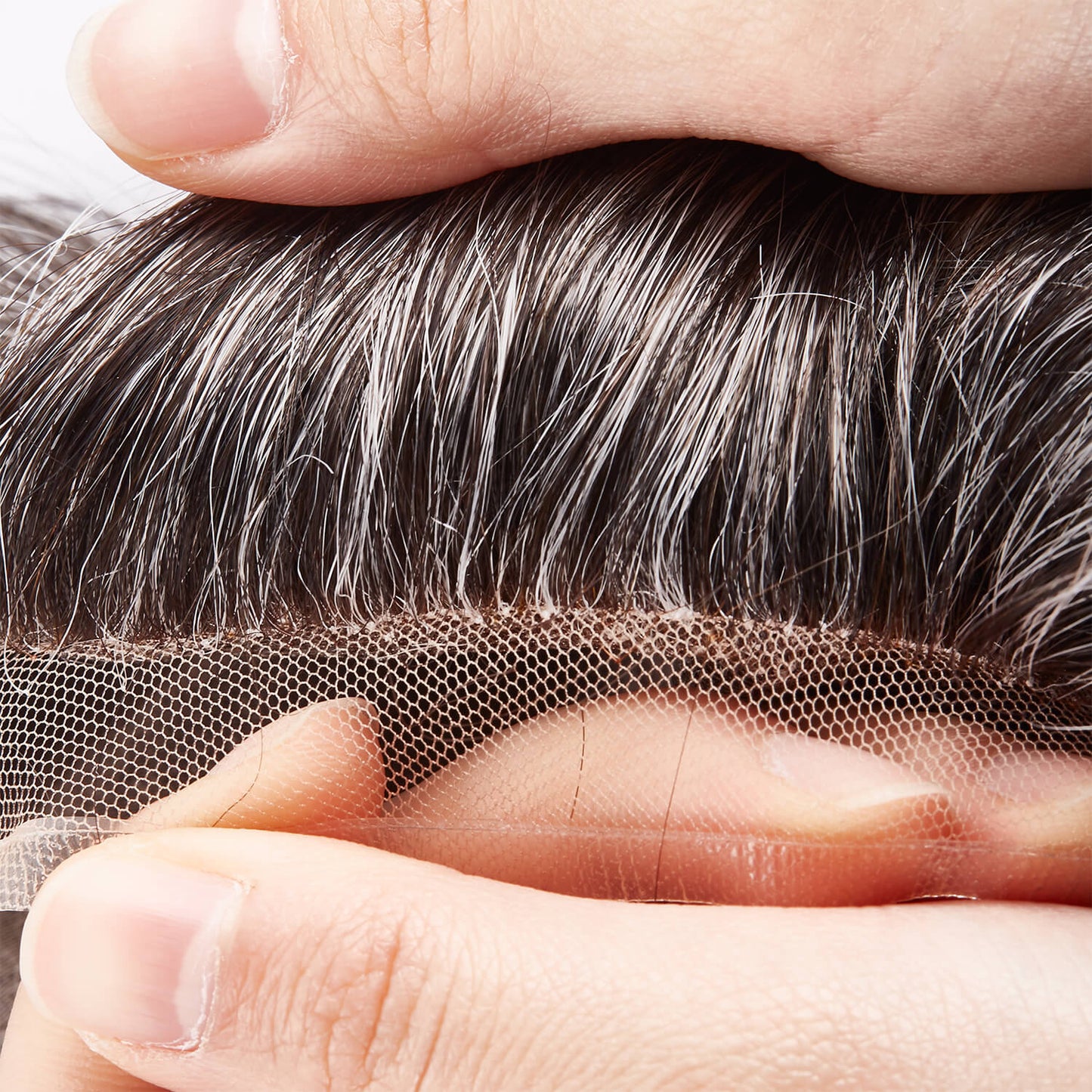 French Lace Front Mono Center Poly Perimeter Hair Replacement System - HairBro