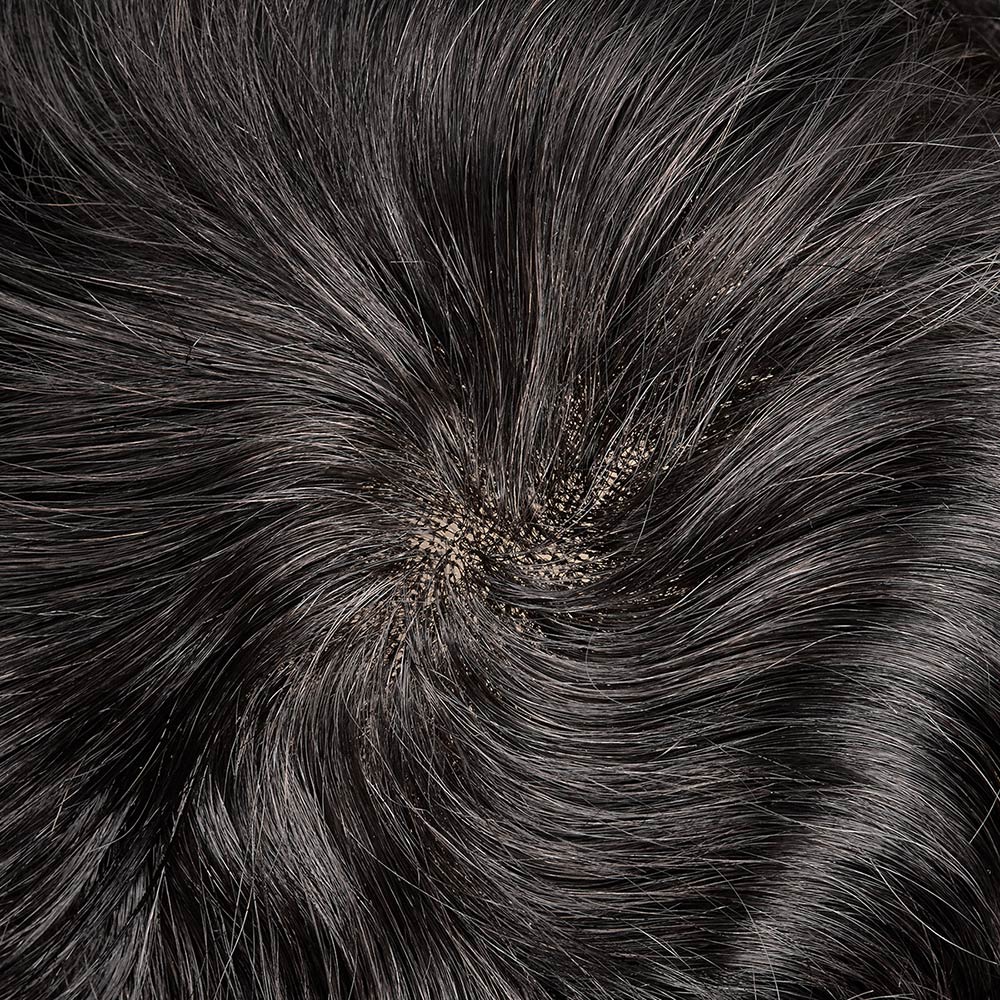 Small Size French Lace Center and Front Poly Around Stock Hair Replacement System For Men - HairBro