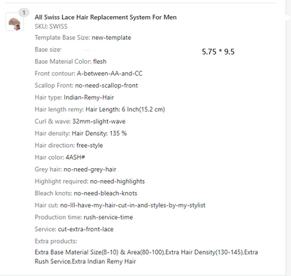 Full Swiss lace  5.75 * 9.5 special sale - HairBro