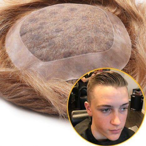 Fine Mono Base System With PU Coated Perimeter Hair Replacement System For Men
