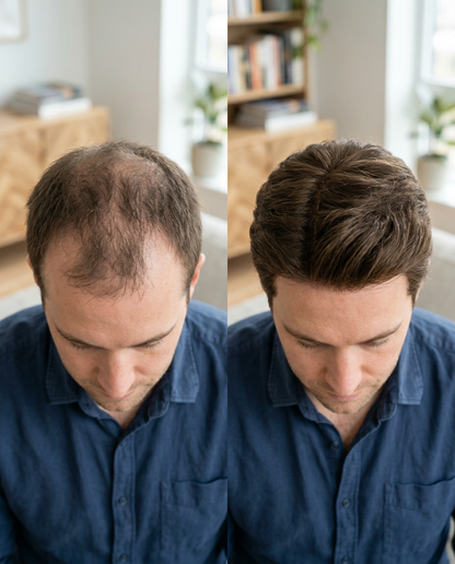 French Lace  Center with Poly around Stock Hair Replacement System For Men - HairBro