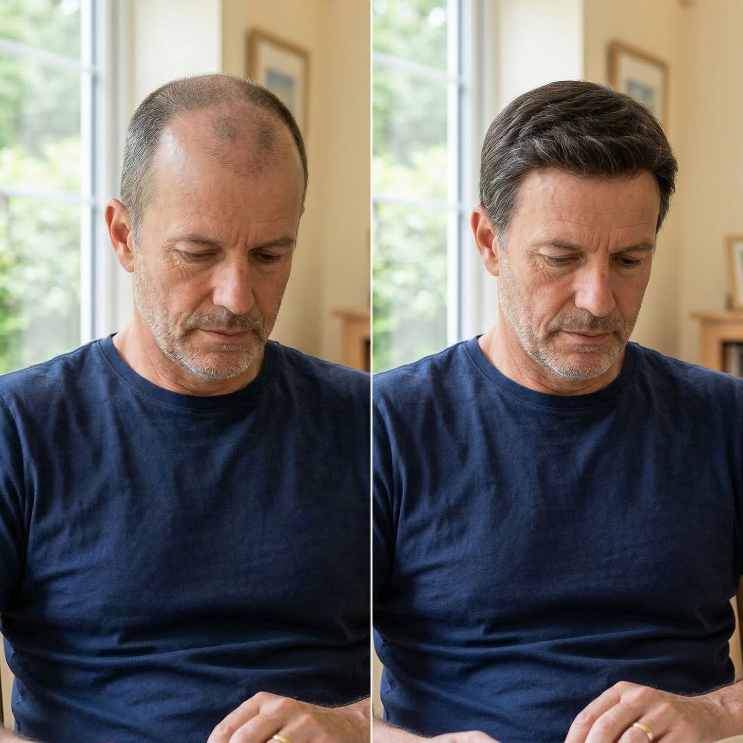 Full French Lace 100% Density Human Hair Replacement System for Men - HairBro