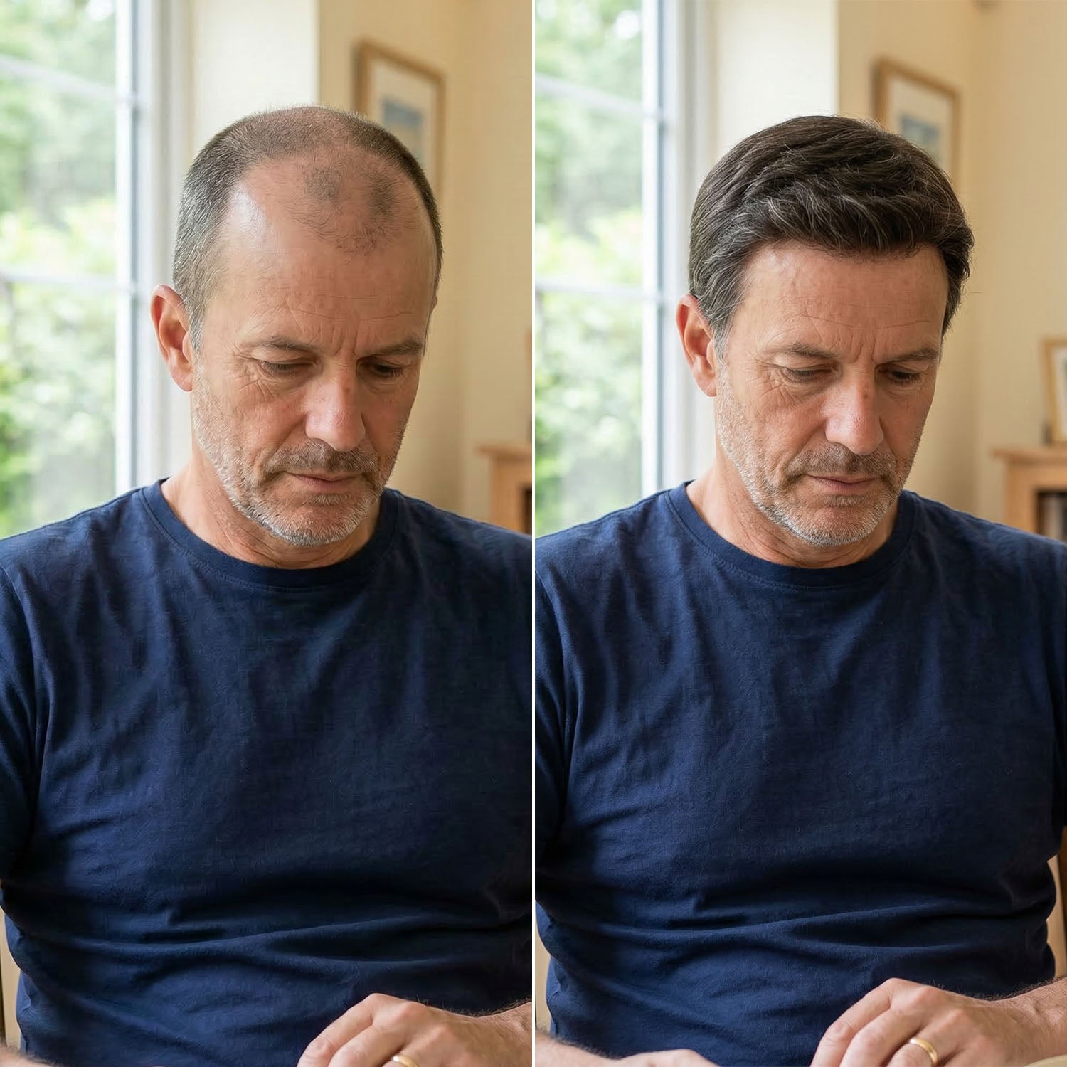 Full French Lace 100% Density Human Hair Replacement System for Men - HairBro