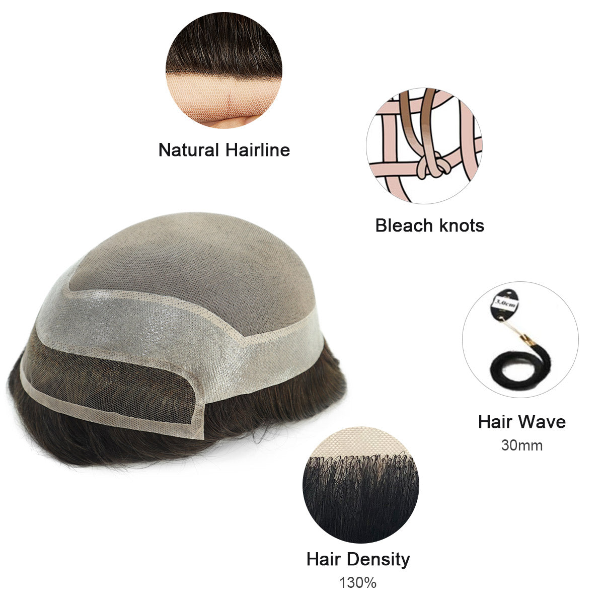 Durable Fine Mono Lace With Soft French Lace Front Hair Replacement For Men - HairBro