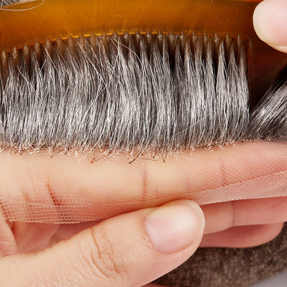 French Lace Base with Transparent Poly Side and Back Stock Hair System For Men - HairBro
