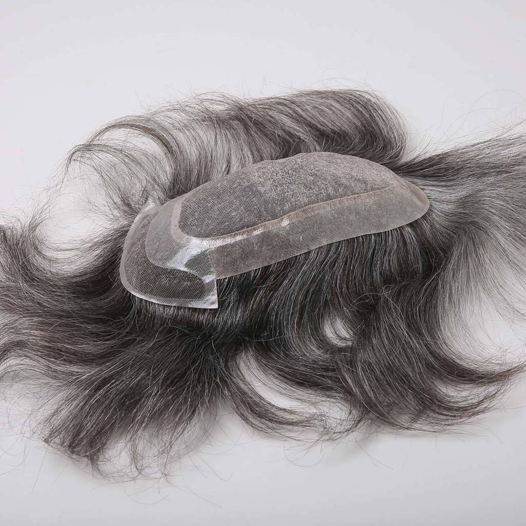 French Lace Front Design With Durable Fine Mono Top And Poly Perimeter Hair Replacement System - HairBro