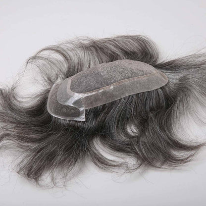 French Lace Front Design With Durable Fine Mono Top And Poly Perimeter Hair Replacement System - HairBro