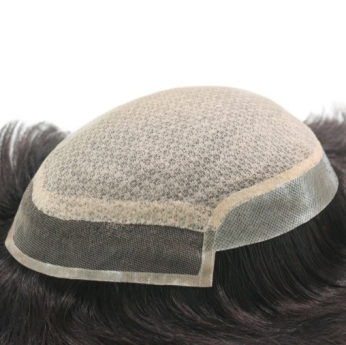 Injection Lace in center French Lace front With Poly Side and Back Hair Replacement For Men