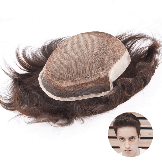 Injection Lace Top French Lace Front Poly Side and Back Hair Replacement System - HairBro
