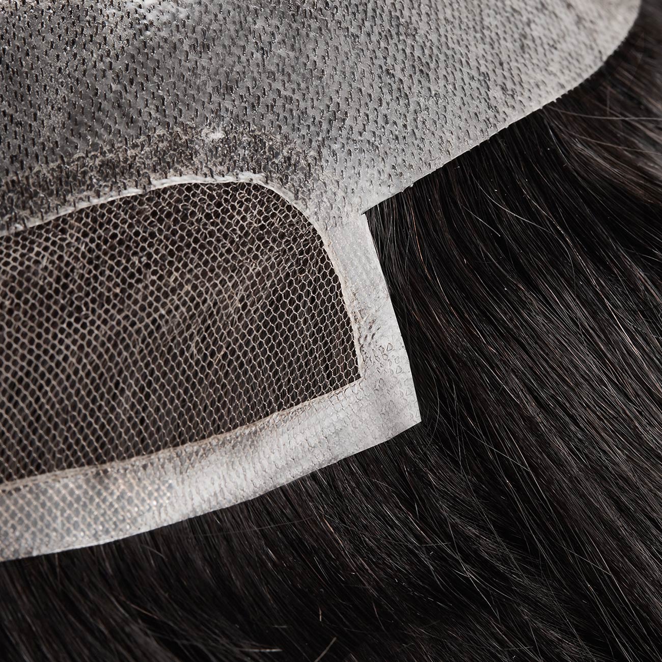 Small Size French Lace Center and Front Poly Around Stock Hair Replacement System For Men - HairBro
