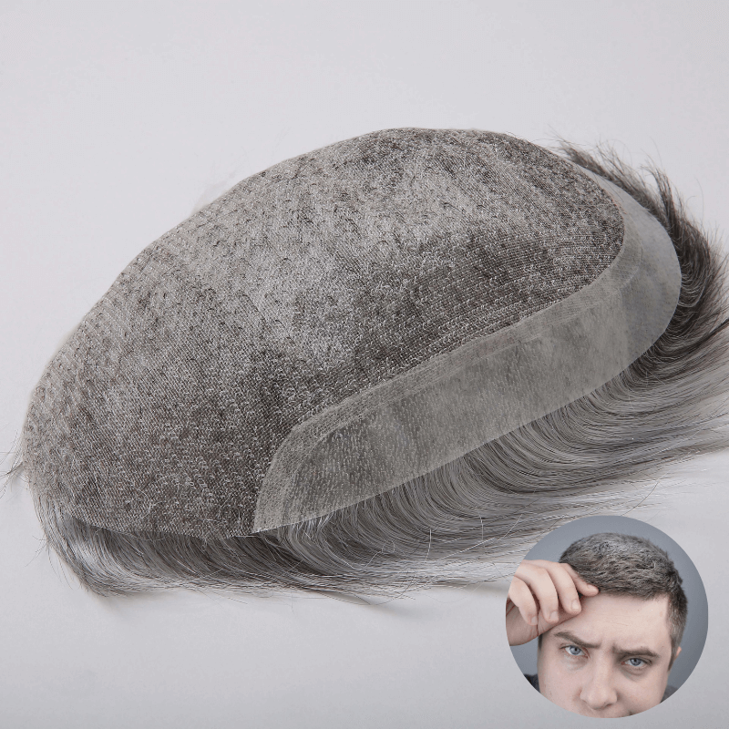 Super Fine Welded Mono Base With Transparent Poly Perimeter Men’s Hair Toupee - HairBro