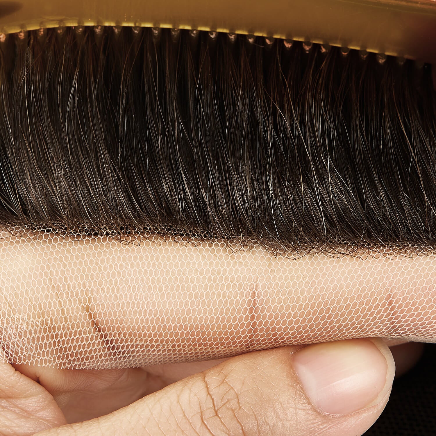 Small Size French Lace Center and Front Poly Around Stock Hair Replacement System For Men - HairBro
