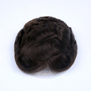 French Lace Center with Poly Side and Back Stock Hair Replacement System For Men