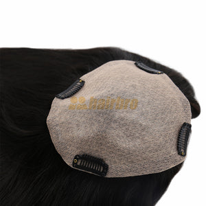 Clips-On Silk Top Hairpiece for Women with Diamond Lace