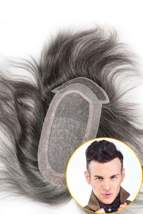 Fine Mono Center Poly Perimeter French Lace Front Hair Replacement System