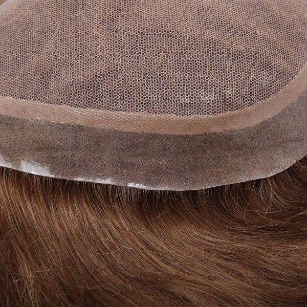 French Lace Center with Thin Poly All Around Hair Replacement System for Men