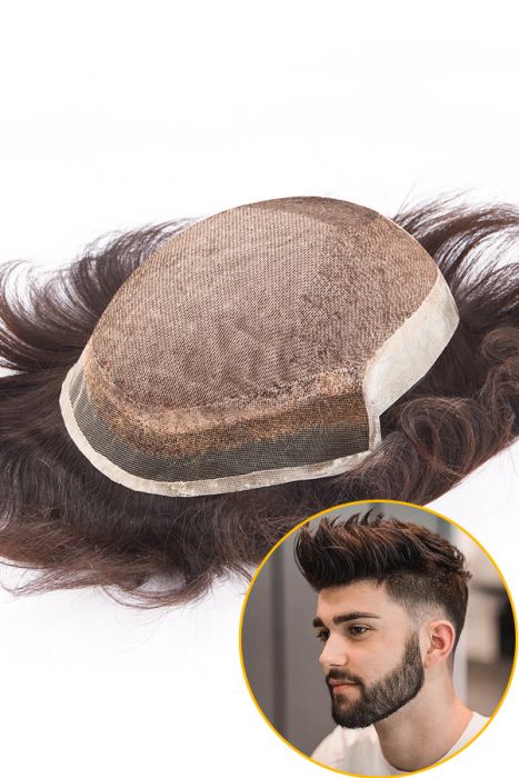 Injection Lace Top French Lace Front Poly Side and Back Hair Replacement System