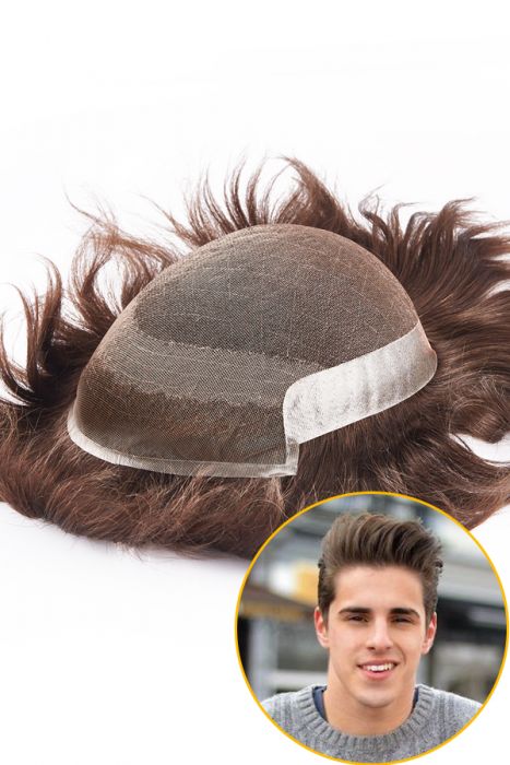 Natural Lace Base With Poly Hair Replacement System For Men