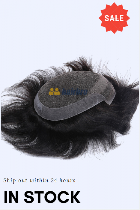 Load image into Gallery viewer, Natural Looking French Lace Front with Poly Back Stock Hair Replacement System