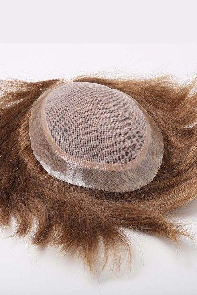 French Lace Center with Thin Poly All Around Hair Replacement System for Men