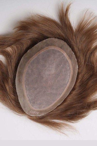 French Lace Center with Thin Poly All Around Hair Replacement System for Men
