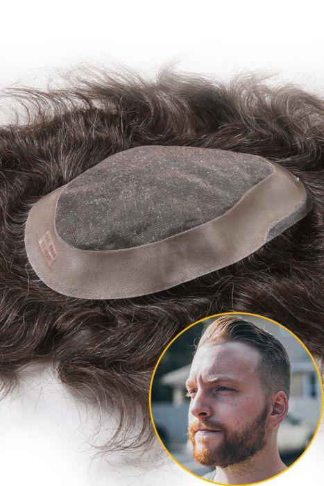 Super Fine Mono Center Hair Replacement System With PU Coating Perimeter