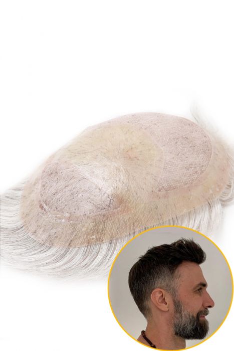 Super Fine Welded Mono Base With Clear Poly All Around Perimeter Hair System For Man