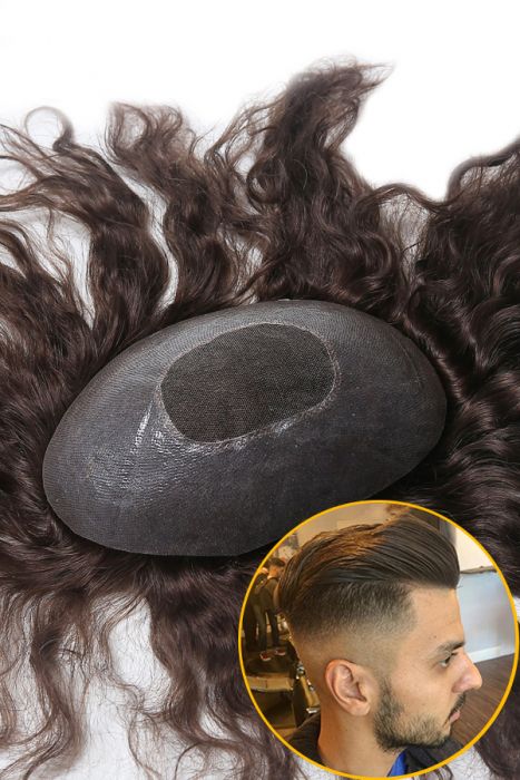Super Nature Hair Replacement System Poly Base With French Lace In The Top
